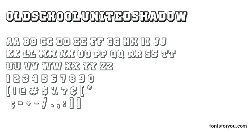 OldSchoolUnitedShadow-fontti – aakkoset, numerot, erikoismerkit