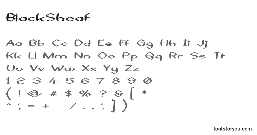Czcionka BlackSheaf – alfabet, cyfry, specjalne znaki