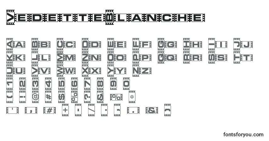 Schriftart VedetteBlanche – Alphabet, Zahlen, spezielle Symbole