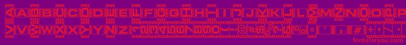 フォントVedetteBlanche – 紫の背景に赤い文字