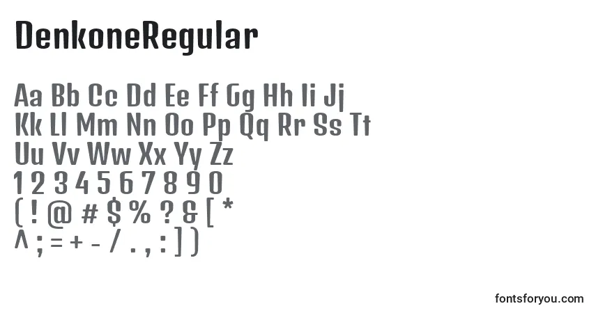 Czcionka DenkoneRegular – alfabet, cyfry, specjalne znaki