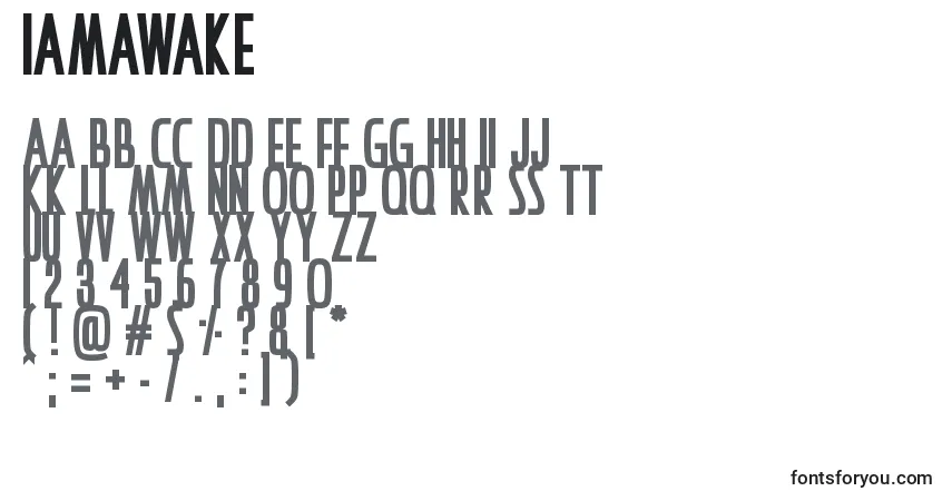 A fonte IAmAwake (116951) – alfabeto, números, caracteres especiais