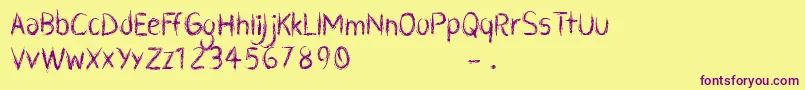 CfzombiepartyRegular Font – Purple Fonts on Yellow Background