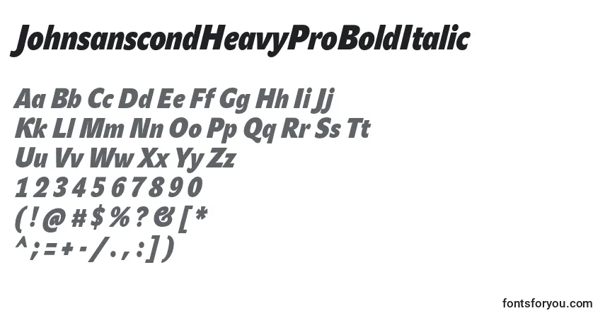 JohnsanscondHeavyProBoldItalic-fontti – aakkoset, numerot, erikoismerkit
