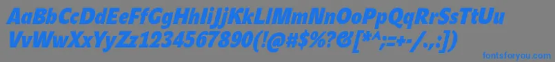 JohnsanscondHeavyProBoldItalic-Schriftart – Blaue Schriften auf grauem Hintergrund