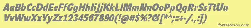 JohnsanscondHeavyProBoldItalic Font – Gray Fonts on Yellow Background