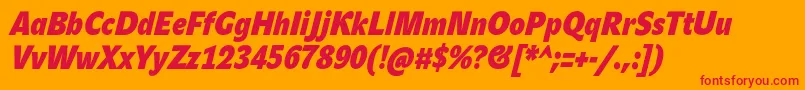 JohnsanscondHeavyProBoldItalic Font – Red Fonts on Orange Background