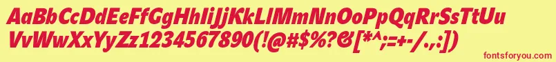 JohnsanscondHeavyProBoldItalic Font – Red Fonts on Yellow Background