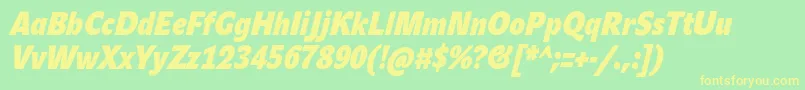 JohnsanscondHeavyProBoldItalic Font – Yellow Fonts on Green Background