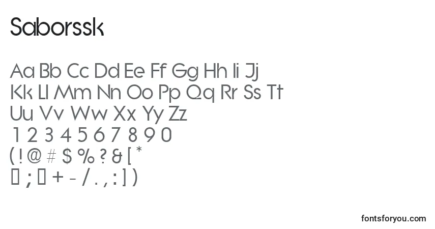 Czcionka Saborssk – alfabet, cyfry, specjalne znaki