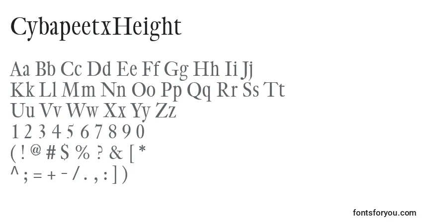 Fuente CybapeetxHeight - alfabeto, números, caracteres especiales