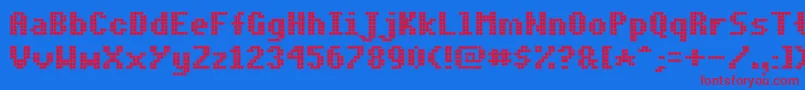 Dotmbold Font – Red Fonts on Blue Background