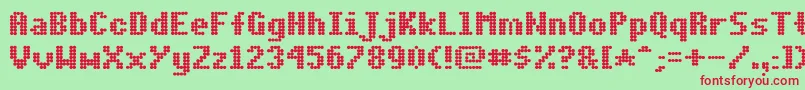 Dotmbold Font – Red Fonts on Green Background