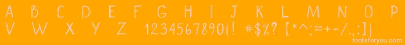 Scrawnynorah-Schriftart – Rosa Schriften auf orangefarbenem Hintergrund