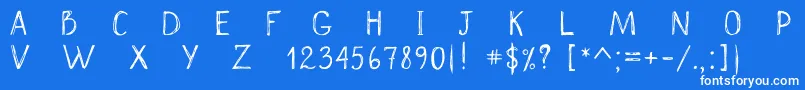 フォントScrawnynorah – 青い背景に白い文字