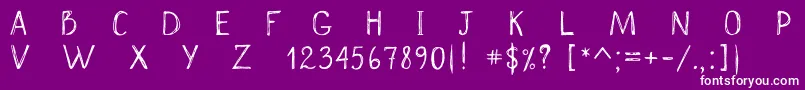 フォントScrawnynorah – 紫の背景に白い文字