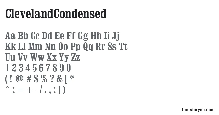 Шрифт ClevelandCondensed – алфавит, цифры, специальные символы