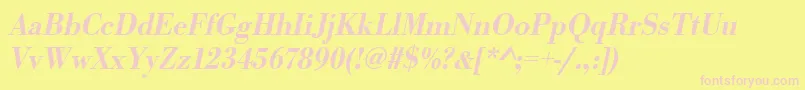 UrwbodonitmednarOblique Font – Pink Fonts on Yellow Background