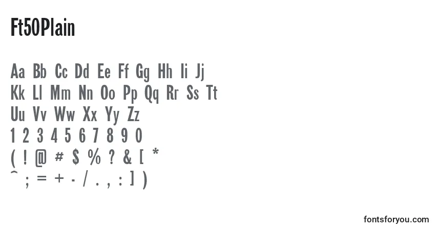 Schriftart Ft50Plain – Alphabet, Zahlen, spezielle Symbole
