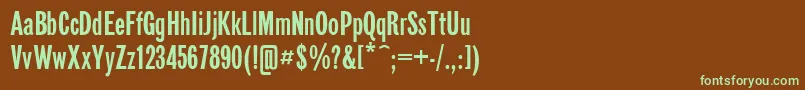 フォントFt50Plain – 緑色の文字が茶色の背景にあります。