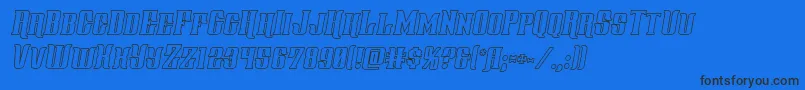 Шрифт Gentlemancalleroutital – чёрные шрифты на синем фоне