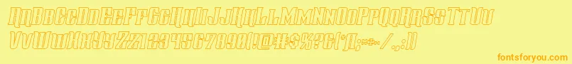 Weitere Informationen zur Gentlemancalleroutital-Schriftart Gentlemancalleroutital-Schriftart – Orangefarbene Schriften auf gelbem Hintergrund