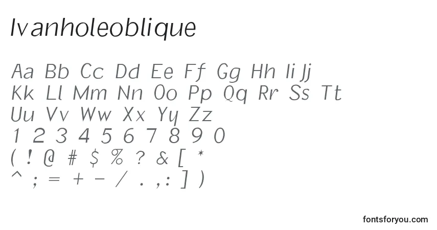 Шрифт Ivanholeoblique – алфавит, цифры, специальные символы