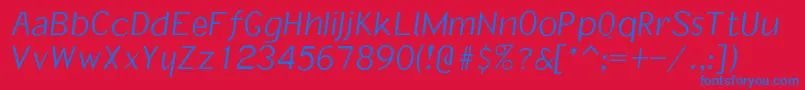 Ivanholeoblique-Schriftart – Blaue Schriften auf rotem Hintergrund