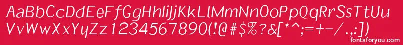 フォントIvanholeoblique – 赤い背景に白い文字