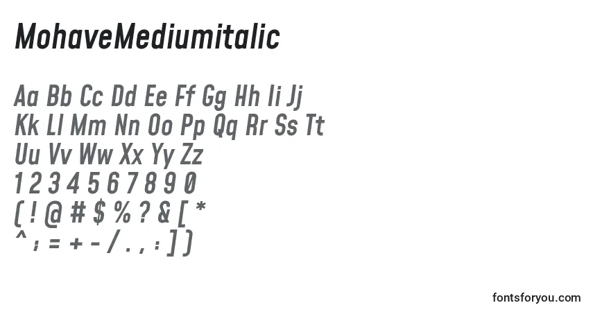 Fuente MohaveMediumitalic (116975) - alfabeto, números, caracteres especiales