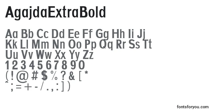 Schriftart AgajdaExtraBold – Alphabet, Zahlen, spezielle Symbole