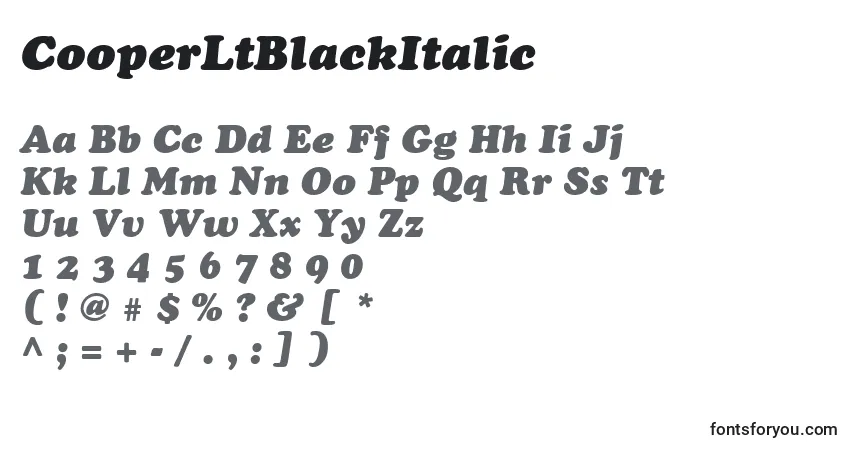 A fonte CooperLtBlackItalic – alfabeto, números, caracteres especiais