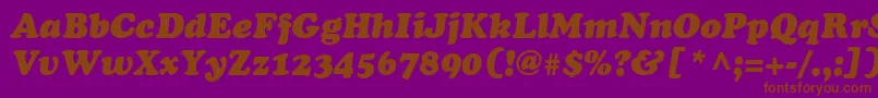 Fonte CooperLtBlackItalic – fontes marrons em um fundo roxo