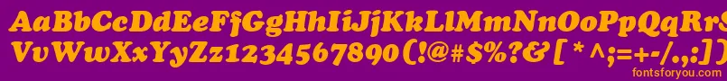 CooperLtBlackItalic-fontti – oranssit fontit violetilla taustalla