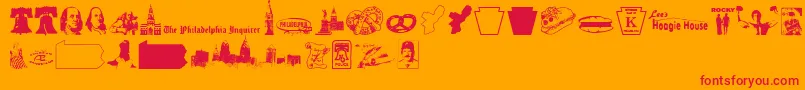 フォントPhillydi – オレンジの背景に赤い文字