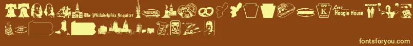 Lisätietoja Phillydi-fontista Phillydi-fontti – keltaiset fontit ruskealla taustalla