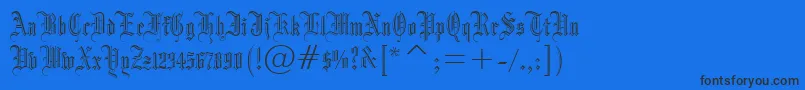 Dr.PoGothicru-Schriftart – Schwarze Schriften auf blauem Hintergrund