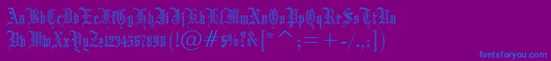 Dr.PoGothicru-Schriftart – Blaue Schriften auf violettem Hintergrund