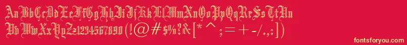 Dr.PoGothicru-Schriftart – Gelbe Schriften auf rotem Hintergrund