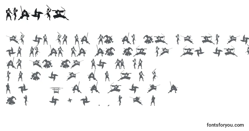 A fonte Ninjas – alfabeto, números, caracteres especiais