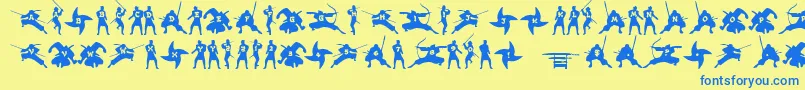 Ninjas Font – Blue Fonts on Yellow Background