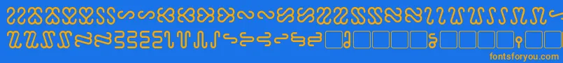 フォントOphidian – オレンジ色の文字が青い背景にあります。