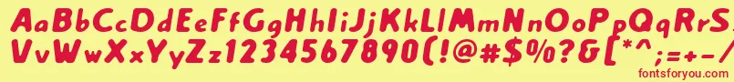 フォントCreamexb – 赤い文字の黄色い背景