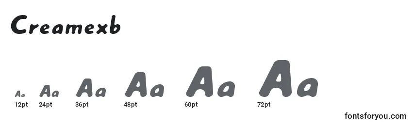 Creamexb font sizes