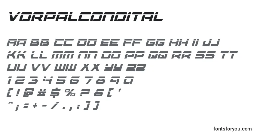 Vorpalconditalフォント–アルファベット、数字、特殊文字
