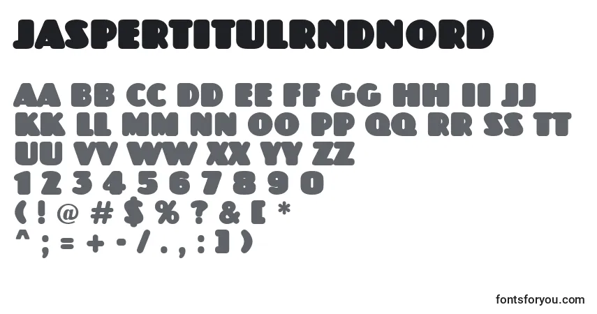 Czcionka Jaspertitulrndnord – alfabet, cyfry, specjalne znaki