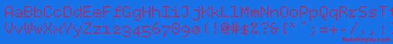 Bpdotssquare Font – Red Fonts on Blue Background