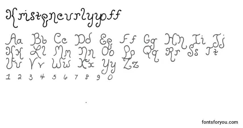 A fonte Kristencurlyyoff (116987) – alfabeto, números, caracteres especiais