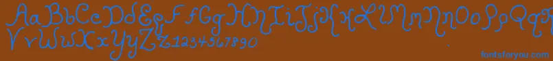 More about Kristencurlyyoff Font Kristencurlyyoff Font – Blue Fonts on Brown Background