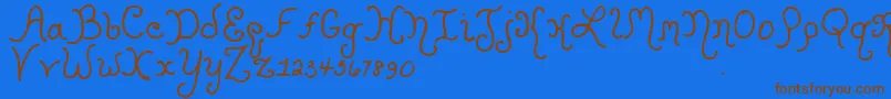 More about Kristencurlyyoff Font Kristencurlyyoff Font – Brown Fonts on Blue Background
